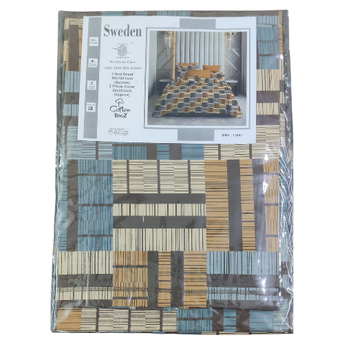 Sweden Classy Threads Queen Size Geometric Printed Cotton Bedsheet Set